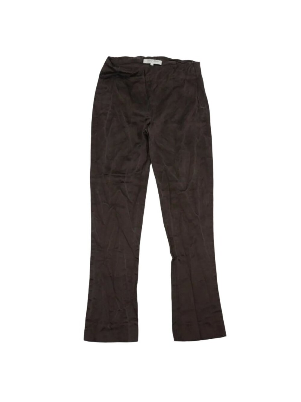 Miu Miu Women Brown Suede Feel Straight Leg Pants Trousers Size 38